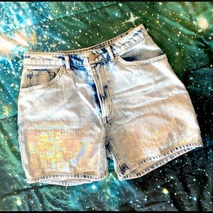 H&M DIVIDED Holographic High Rise Jean Shorts